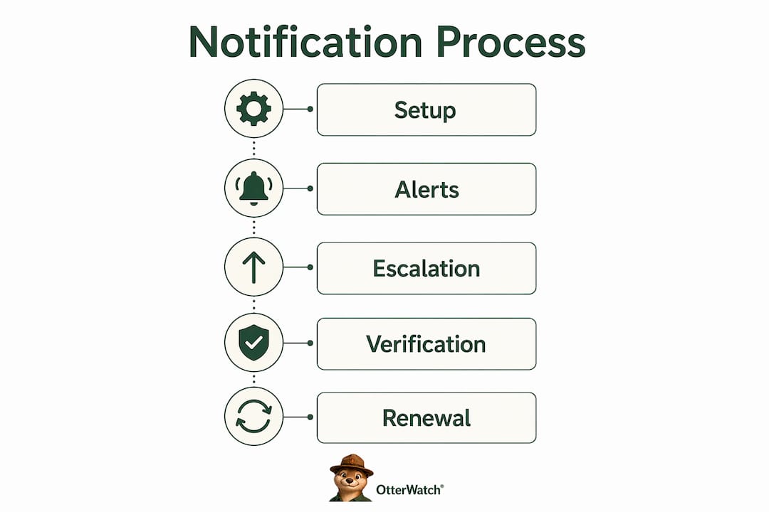 Infographic showing certificate expiration notification process
