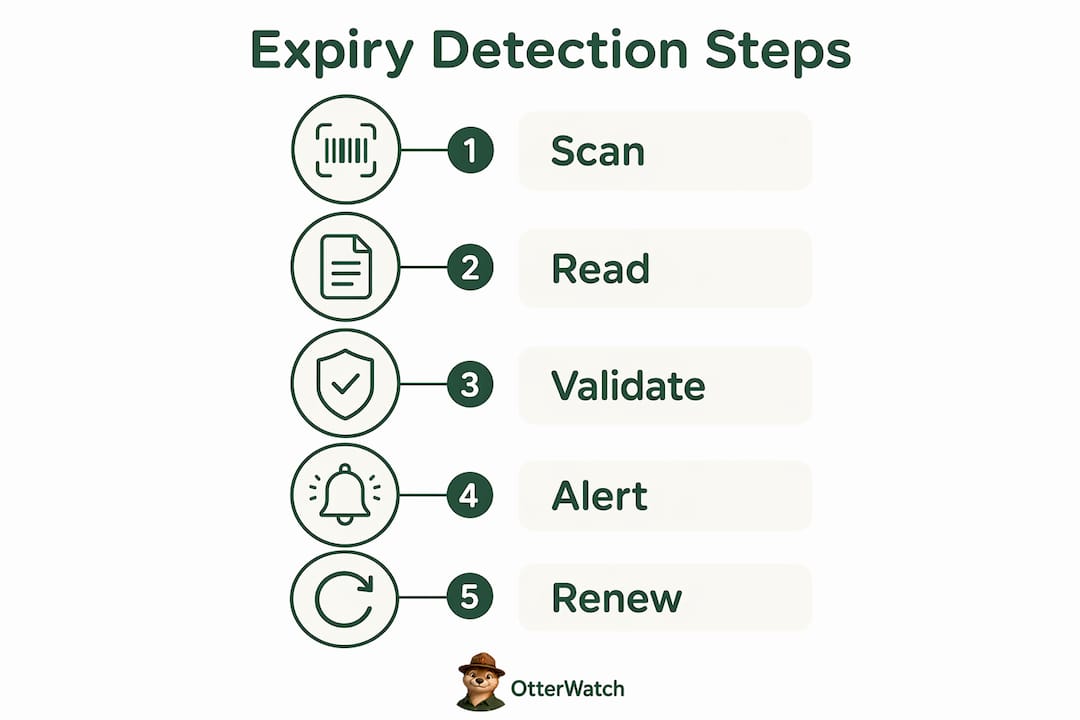 Infographic showing certificate expiry detection steps