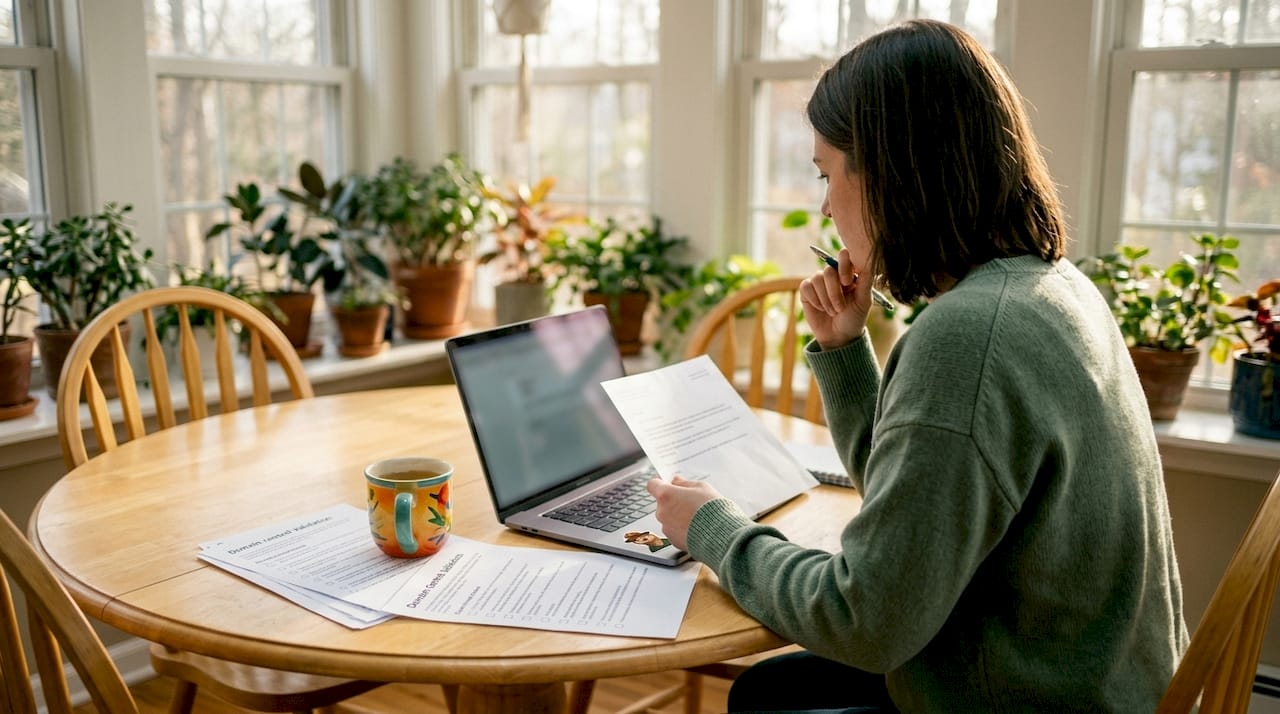 Professional reviewing domain validation certificate documents