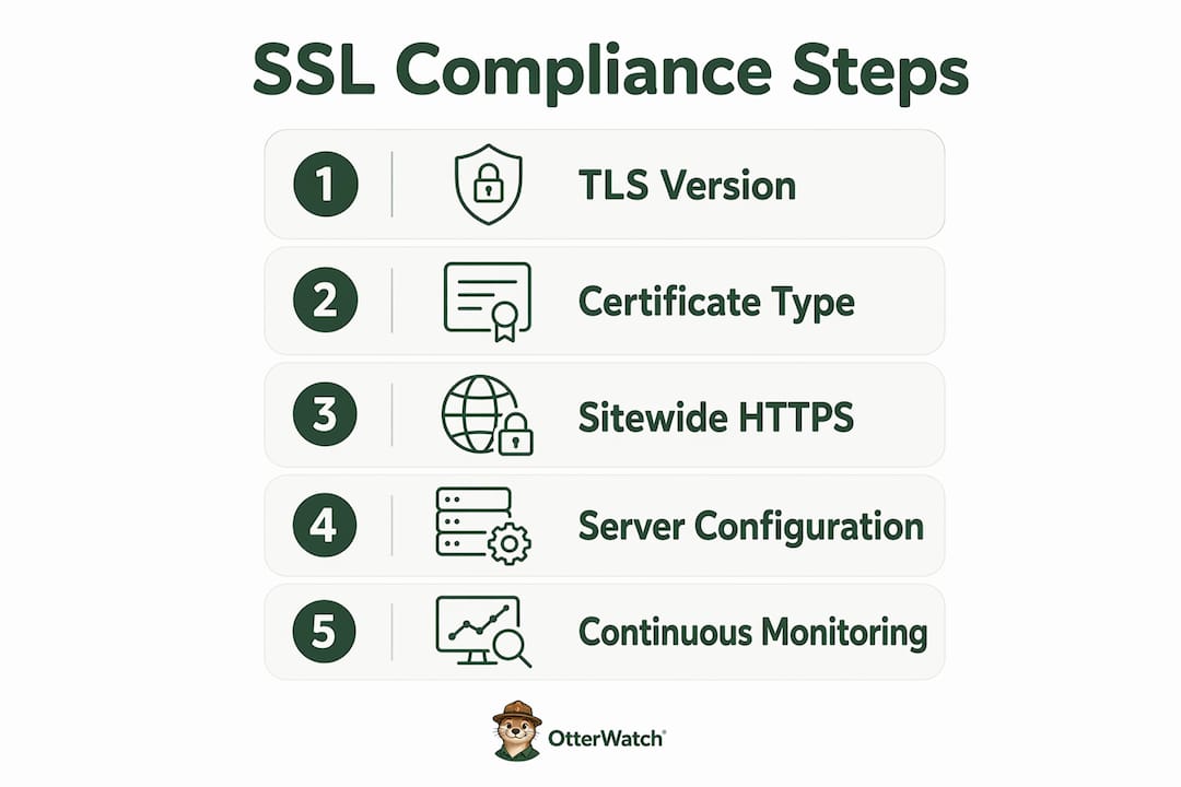 Infographic showing e-commerce SSL compliance steps