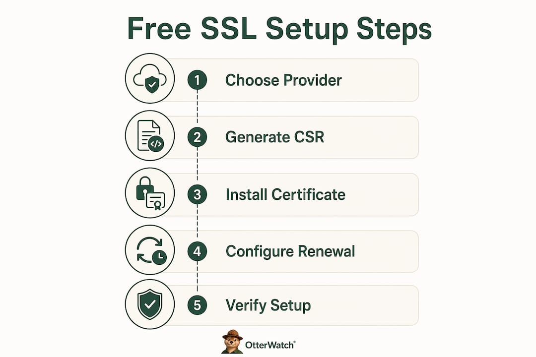 Infographic showing steps to get free SSL certificate