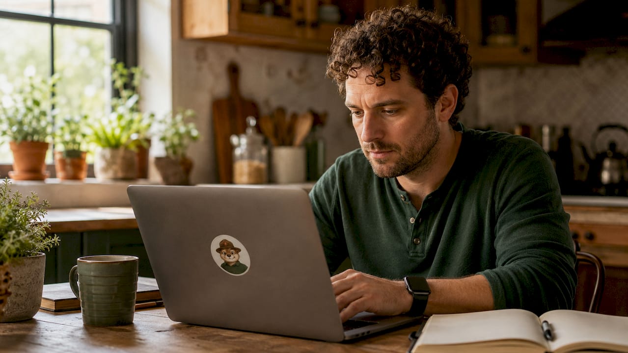 Person configuring SSL on laptop