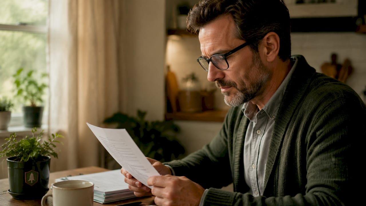 Man renewing SSL certificate on laptop at home office