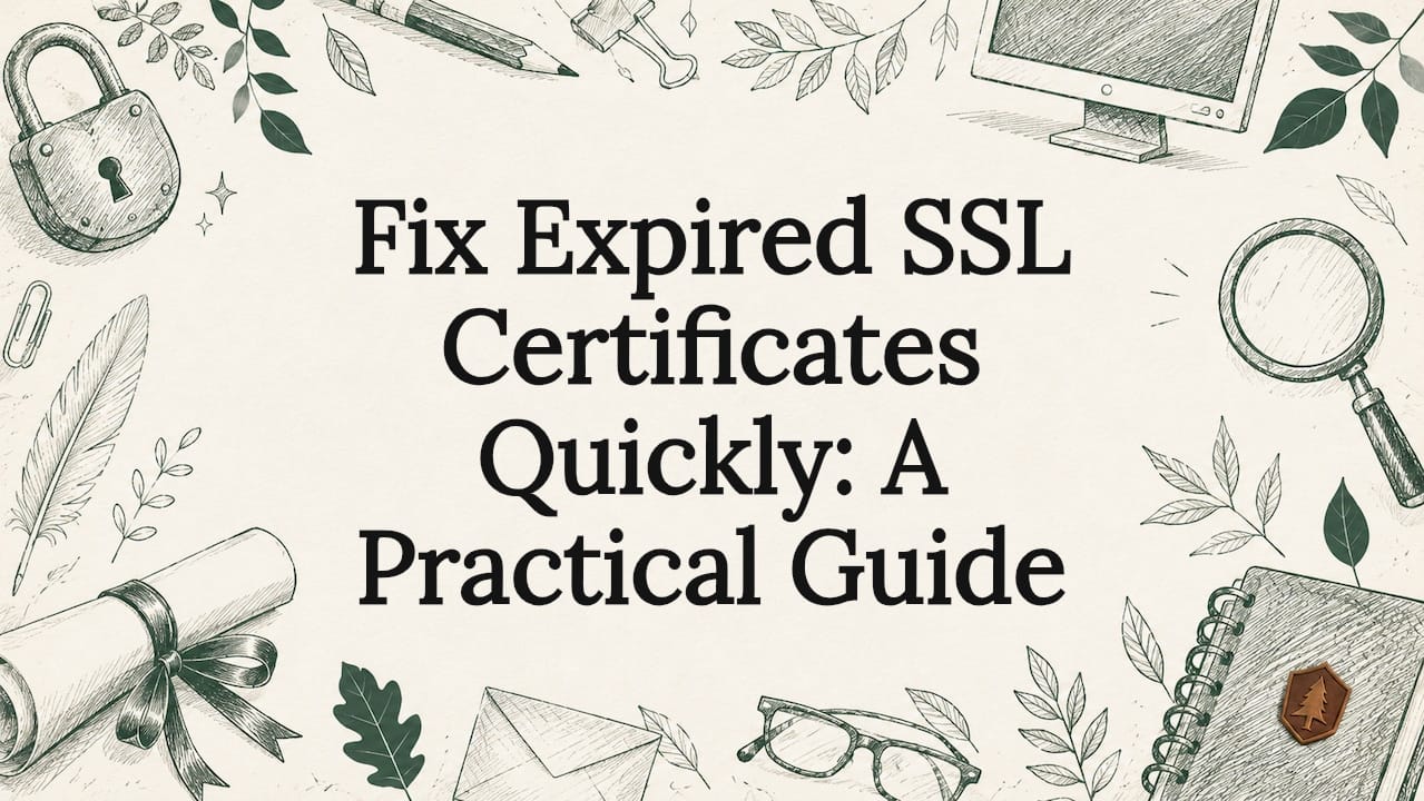 Decorative title card illustration with SSL-related hand-drawn elements