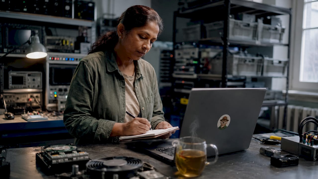 Administrator checking SSL certificate expiry on laptop