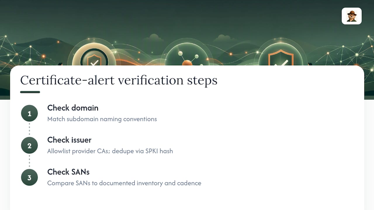 Three checks for reviewing certificate alerts
