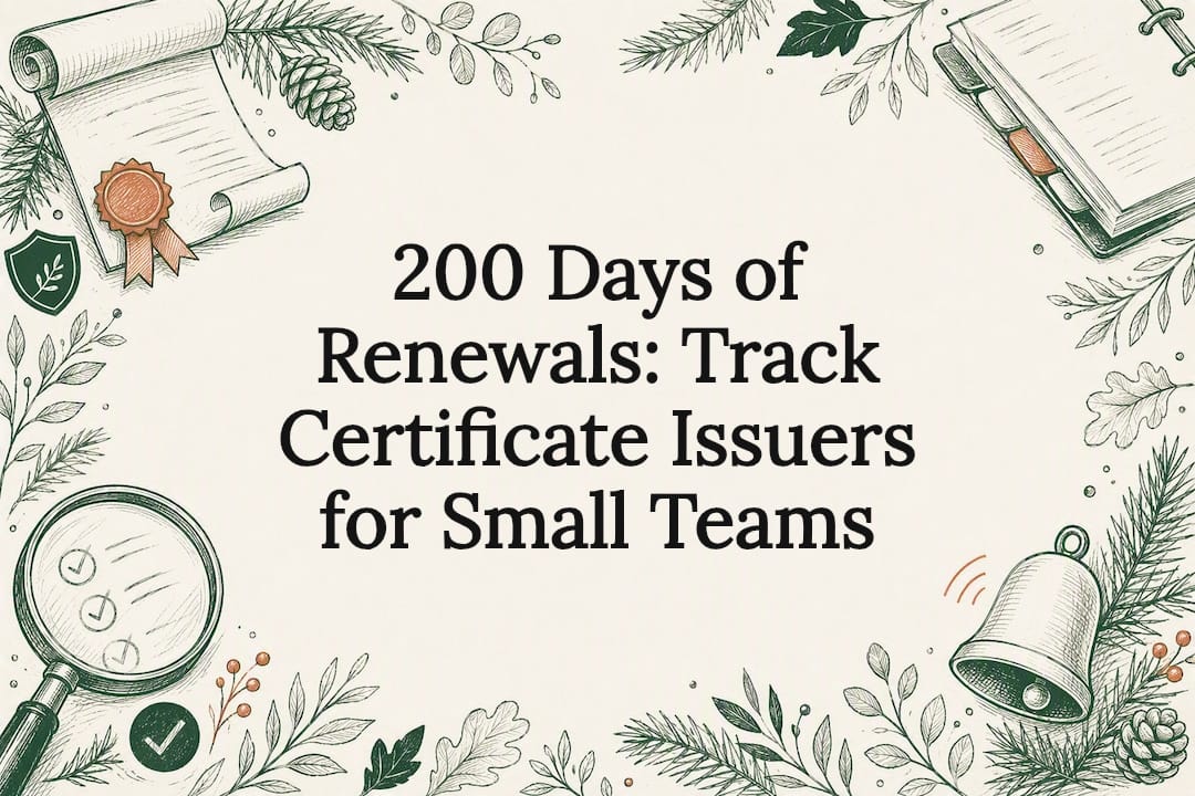 Decorative certificate tracking title card