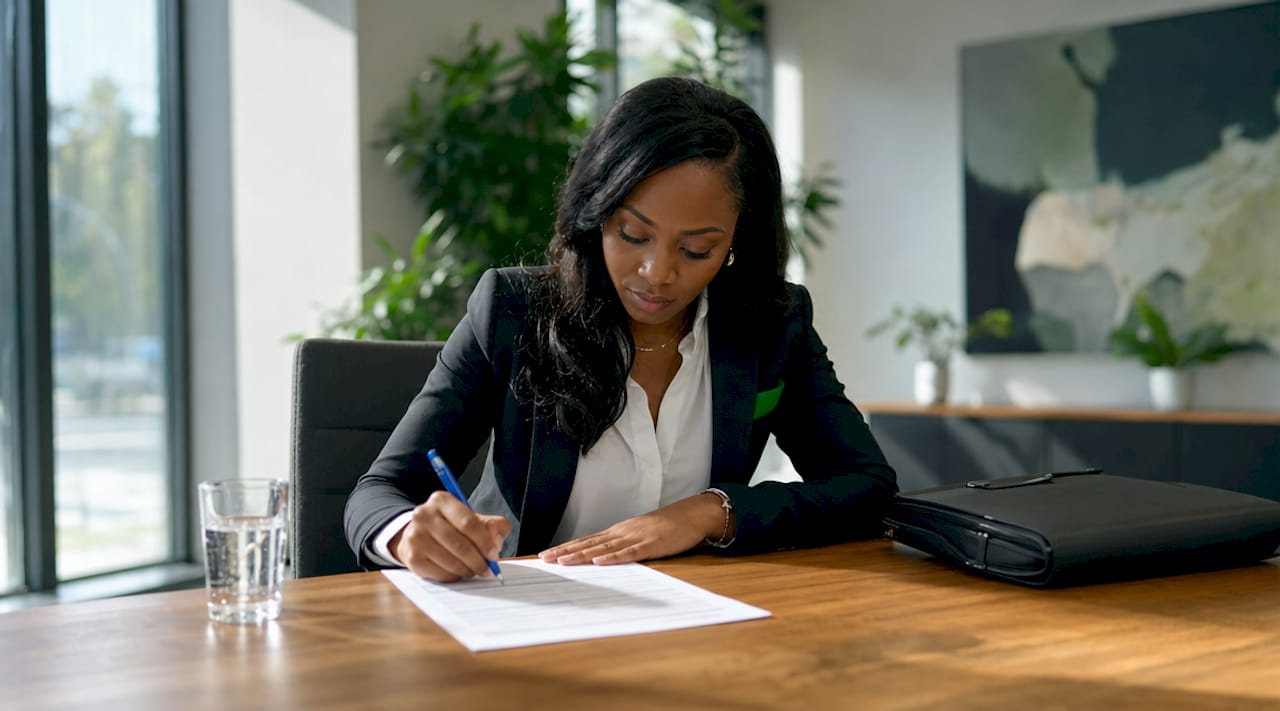 Hands completing franchise lead questionnaire