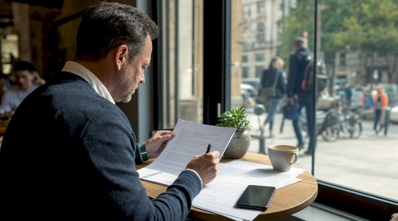 Man reviewing franchise agreement documents