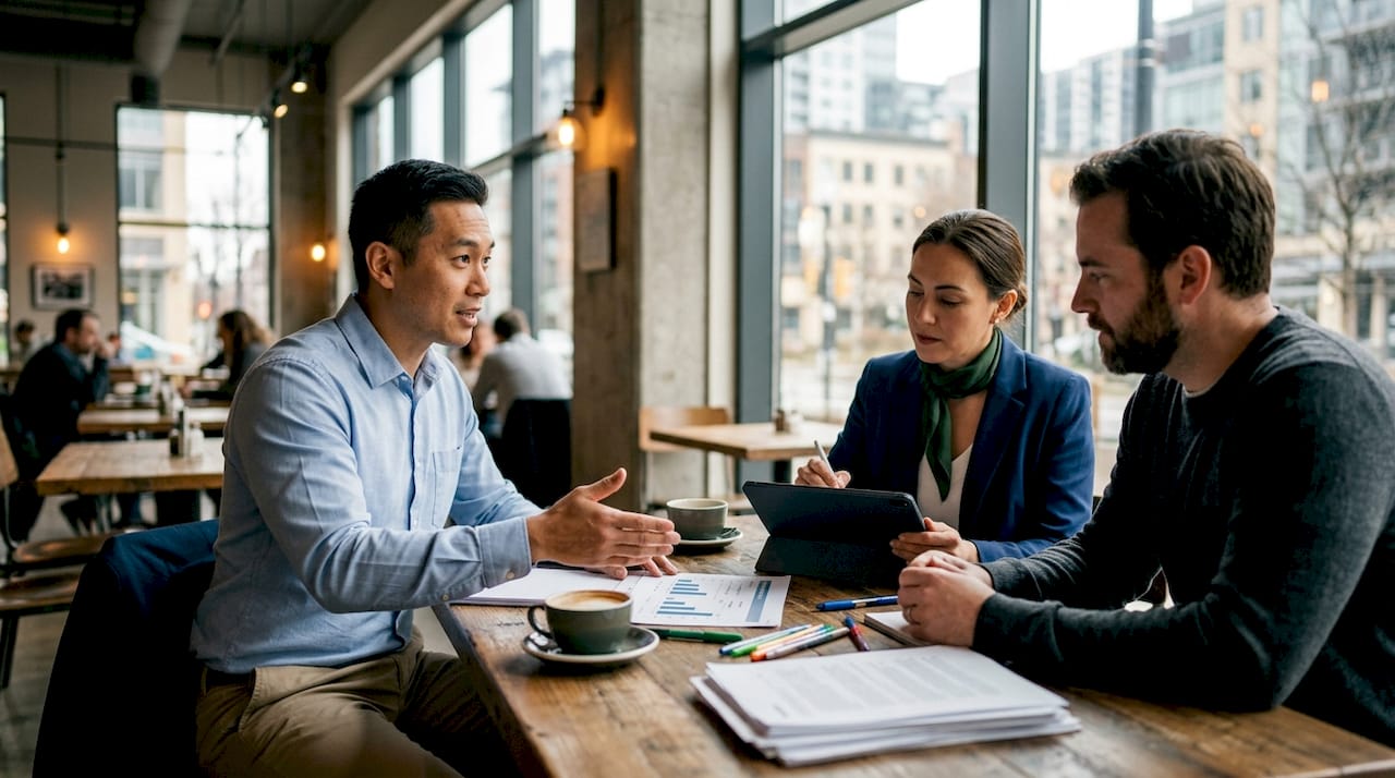 Team analyzing franchise lead channels