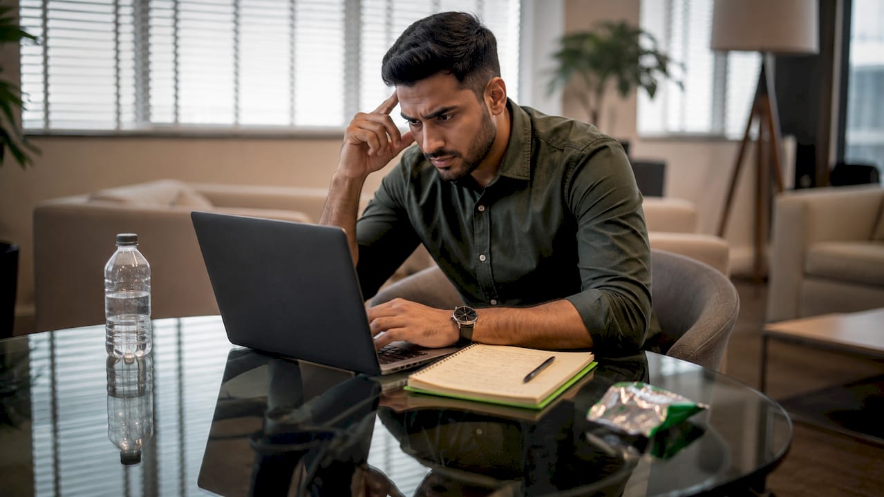 Businessman reviewing low-quality franchise leads
