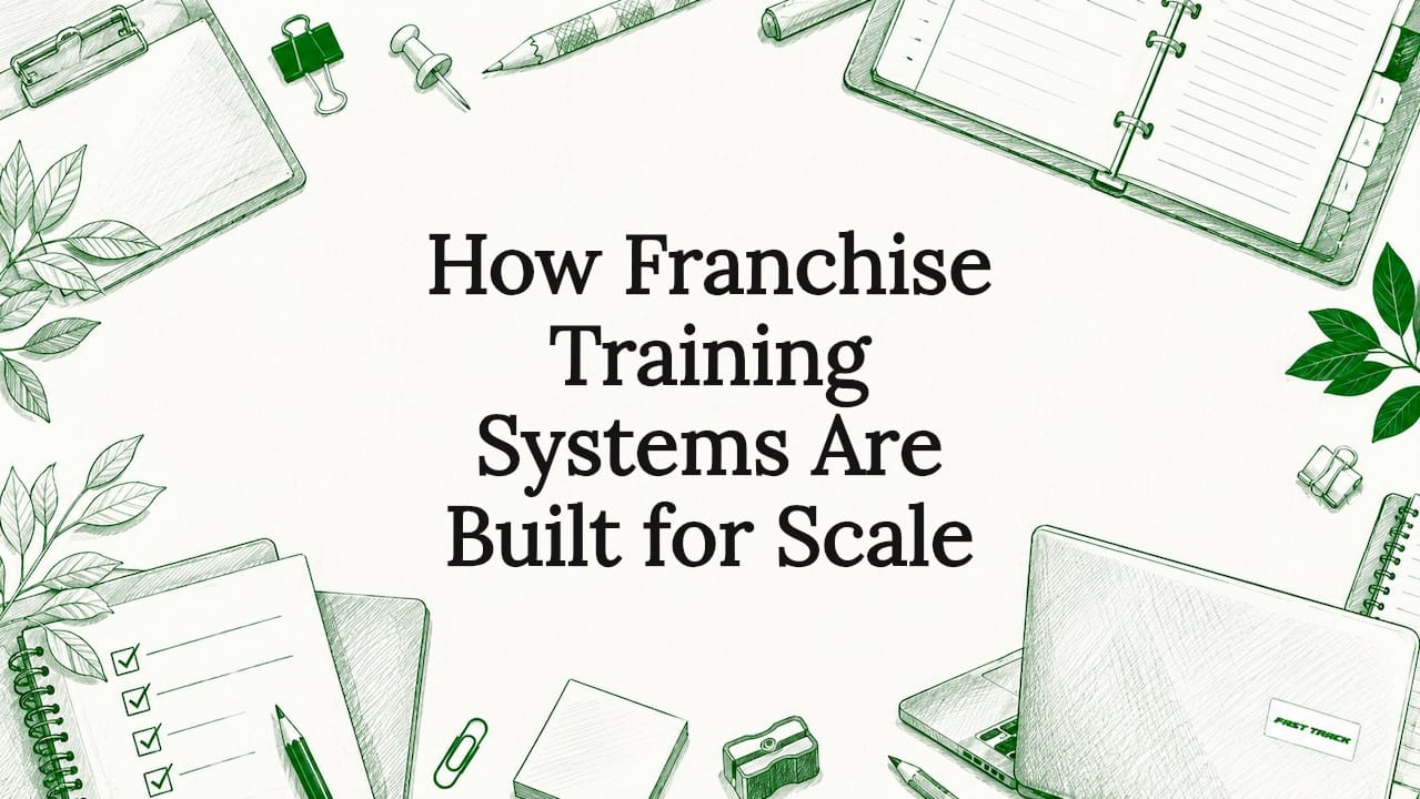 Decorative title card illustration with training elements