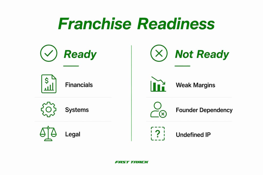 Infographic comparing franchise-ready vs not ready