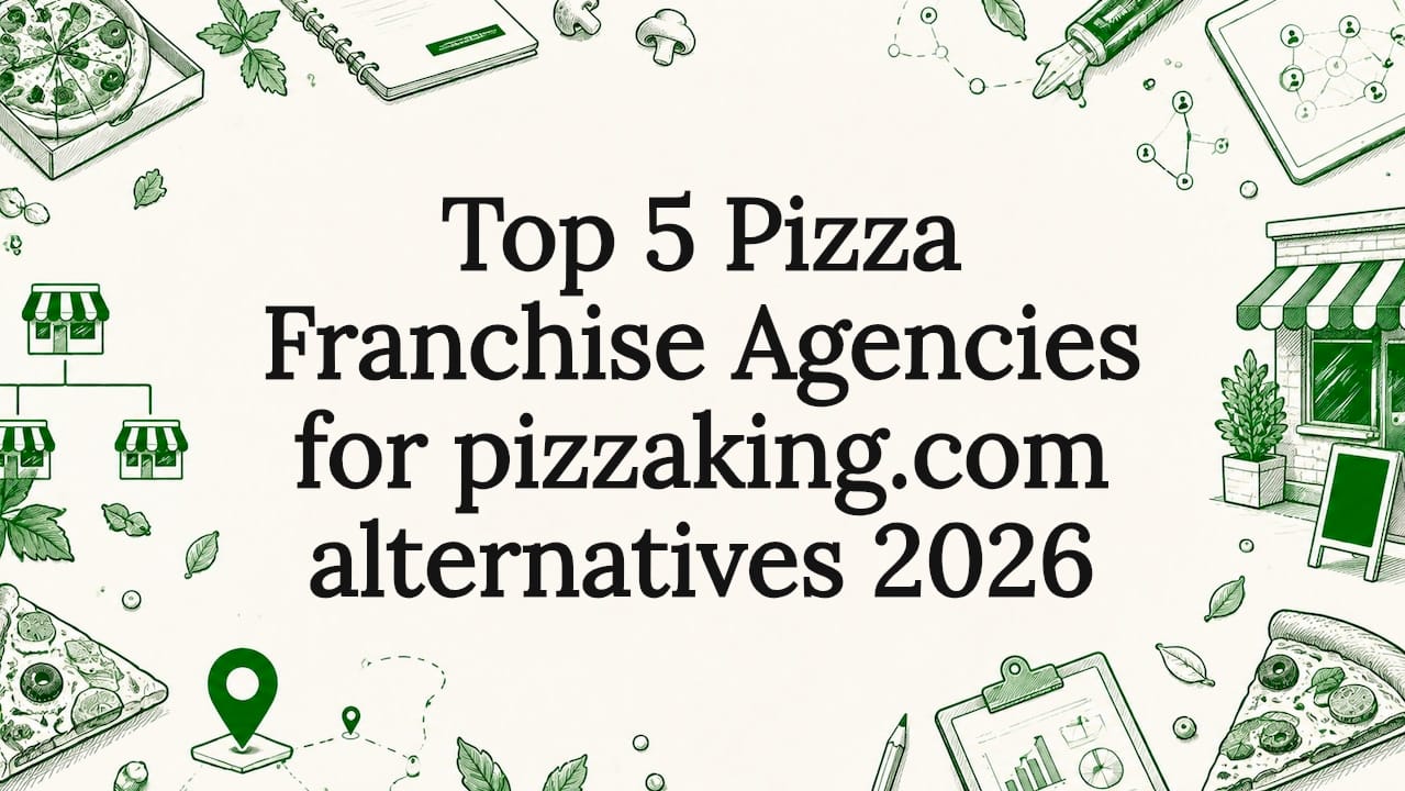 Decorative hand-drawn pizza franchise title card