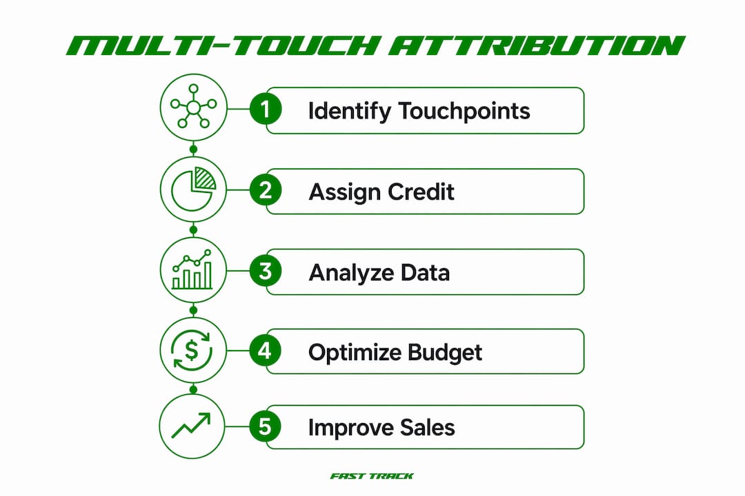 Infographic illustrating multi-touch franchise attribution stages