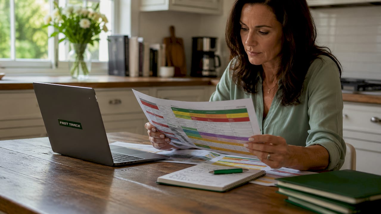 Professional reviewing franchise marketing budgets