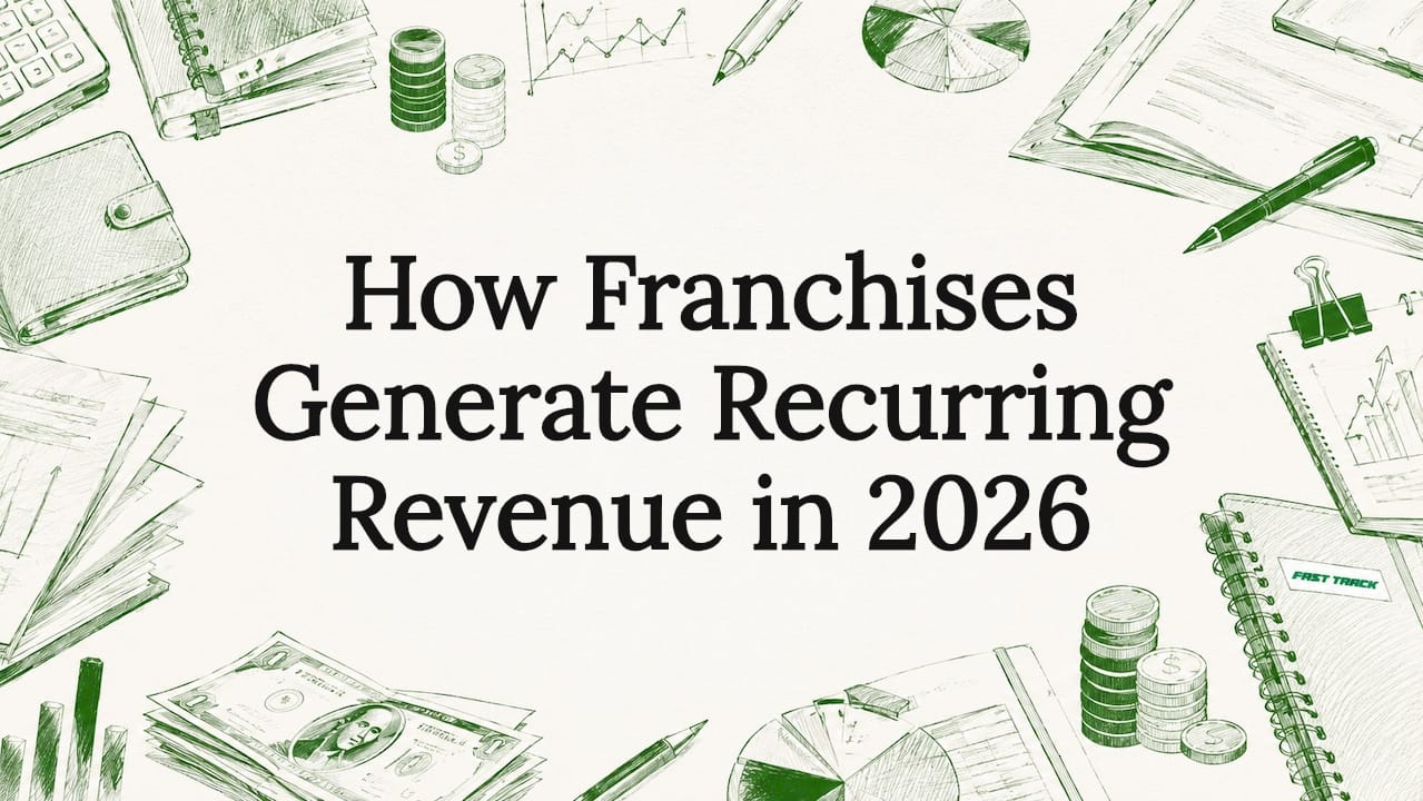 Decorative business-themed title card illustration