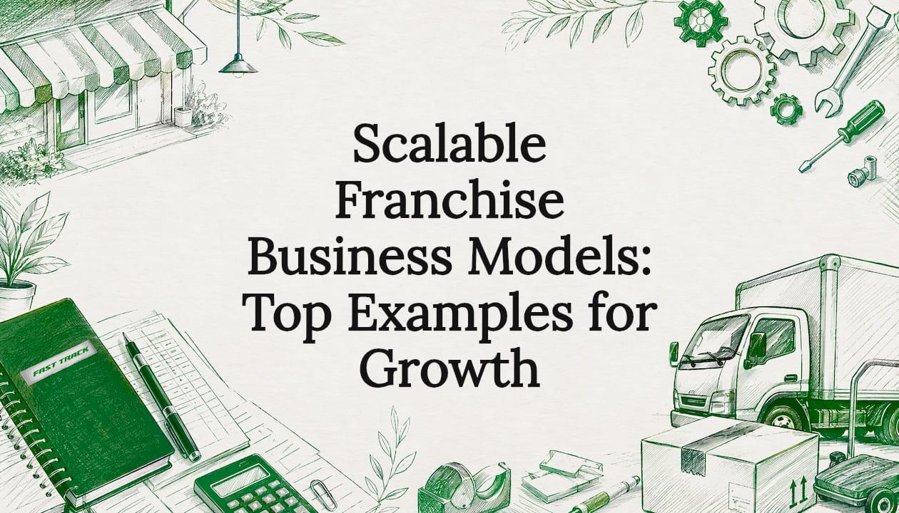 Decorative franchise business title card illustration