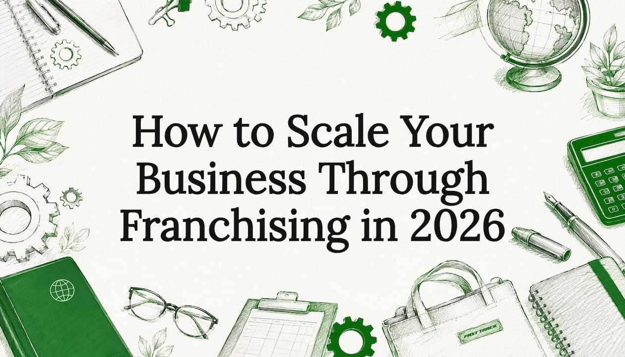 Decorative title card illustration for franchising article
