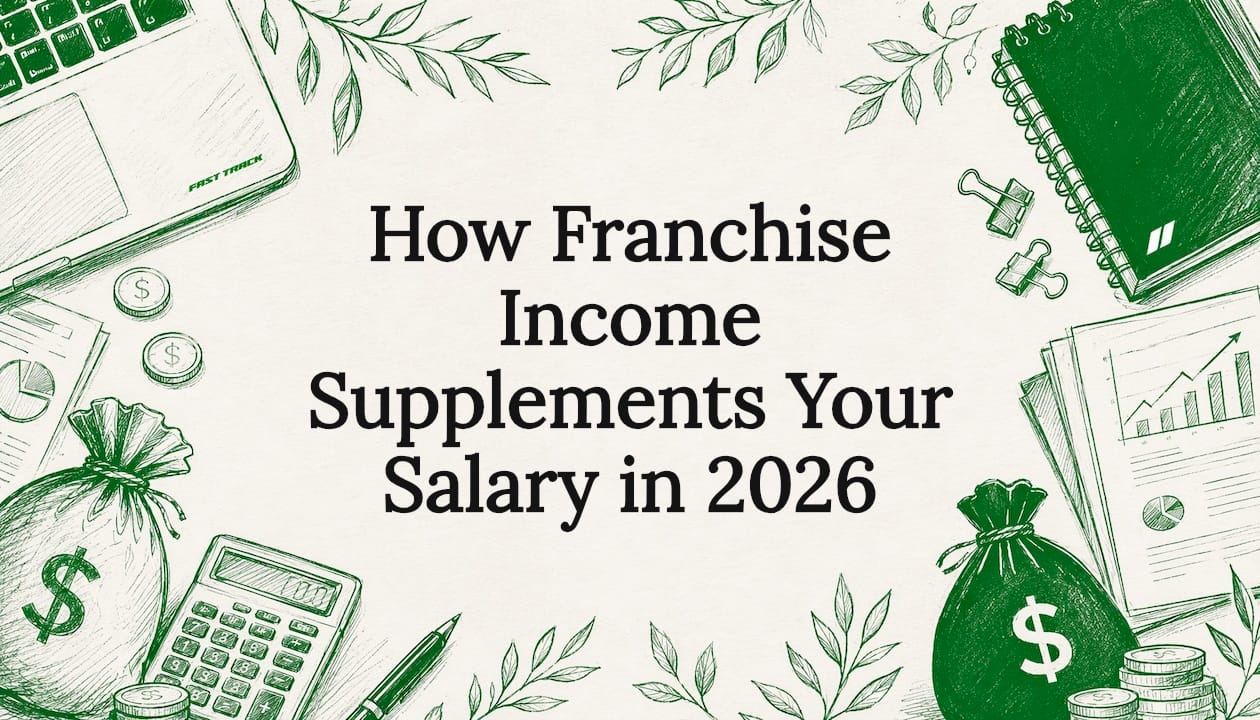 Decorative title card illustration for franchise income article