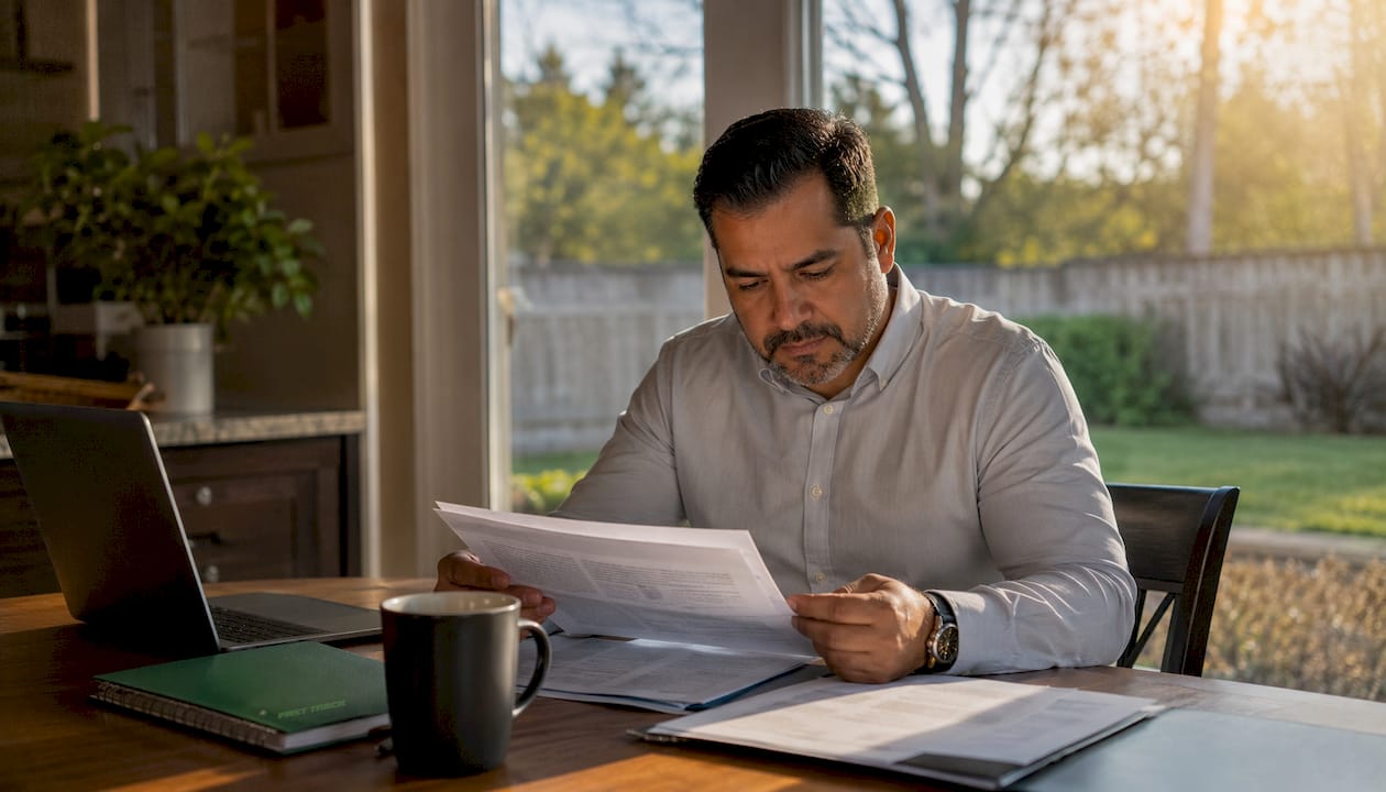 Hands reviewing franchise agreement document