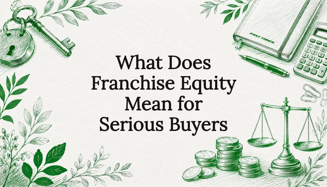 Decorative title card illustration framing franchise equity title