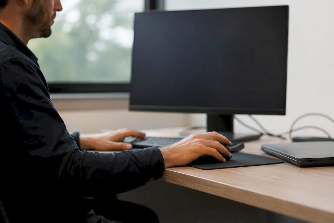 Hands adjusting dashboard settings on a dark screen