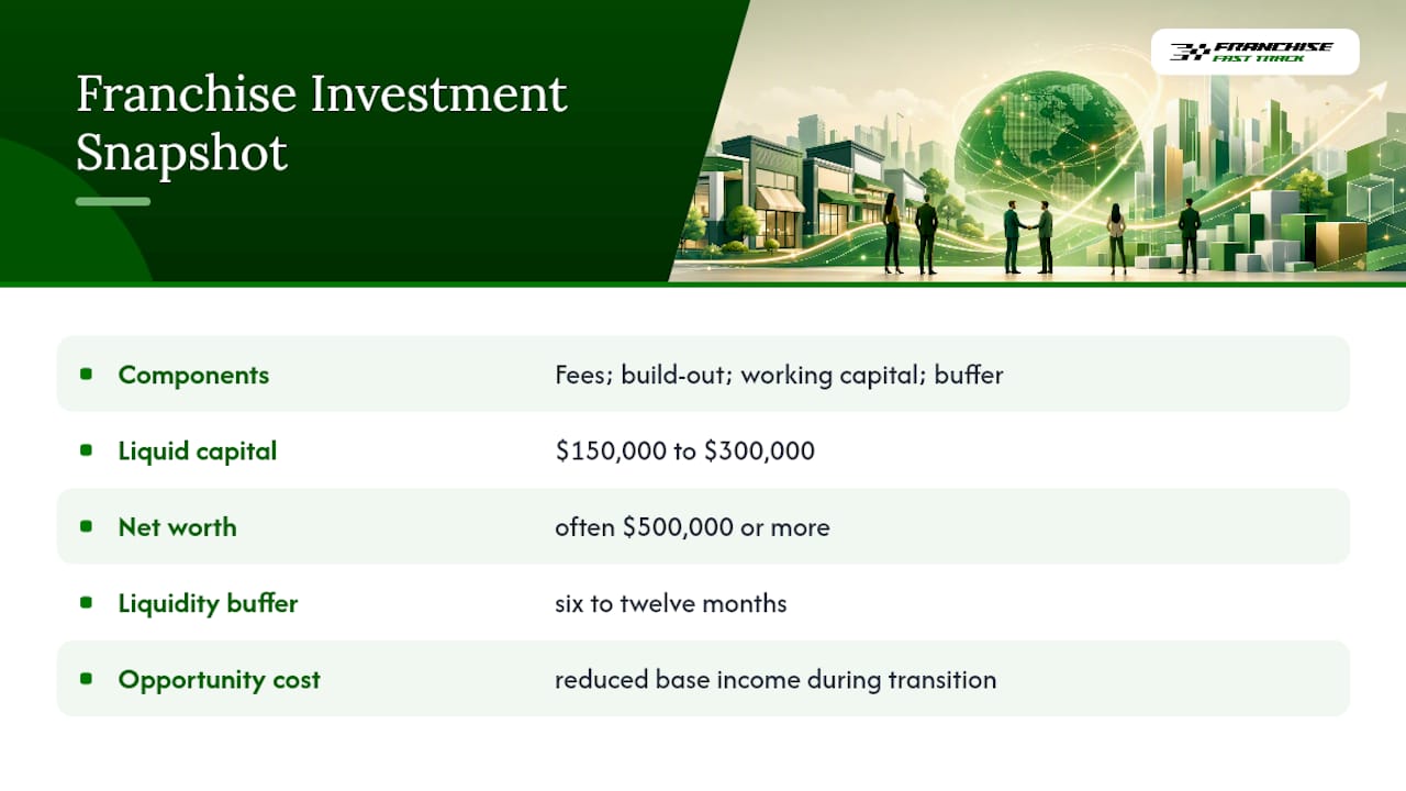 Breakdown of financial investment components for franchise ownership