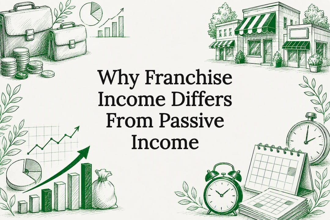Decorative franchise business themed title card illustration