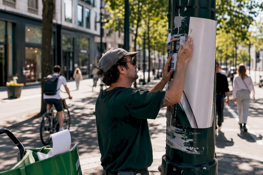 Outdoor local marketing setup in urban area