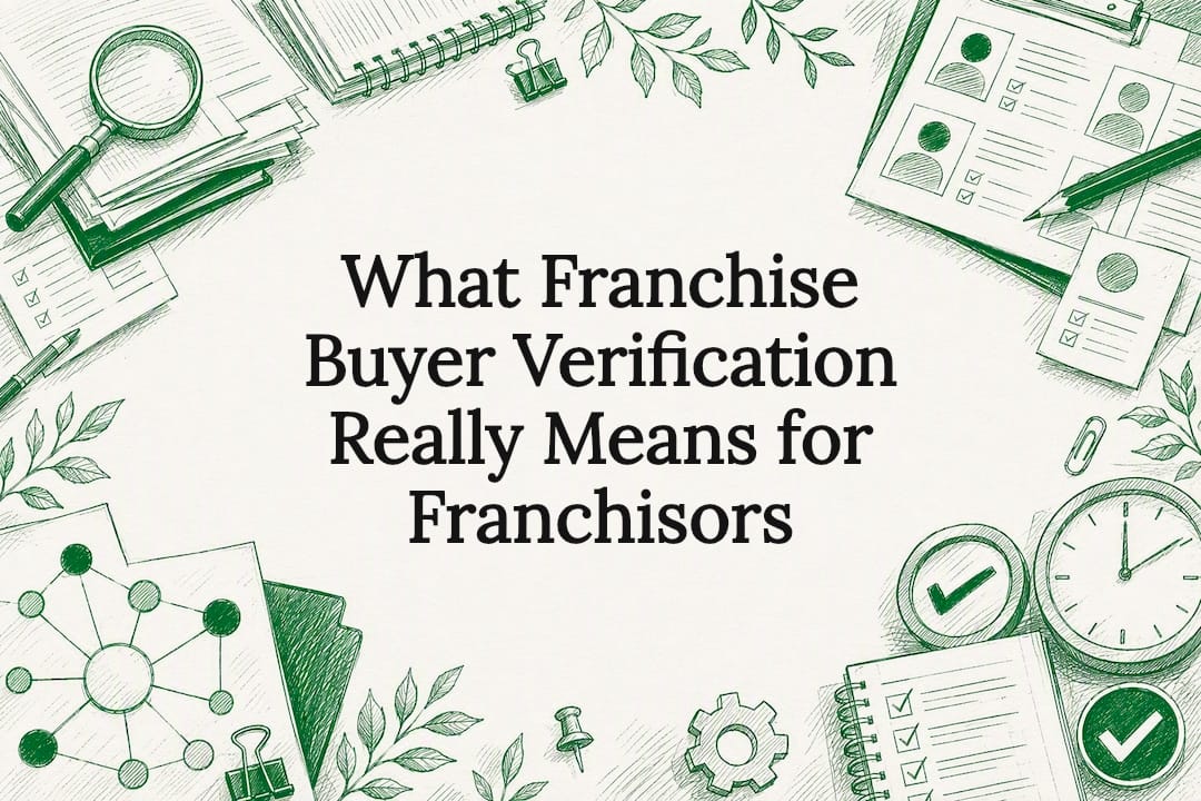 Decorative title card illustration for franchise buyer verification