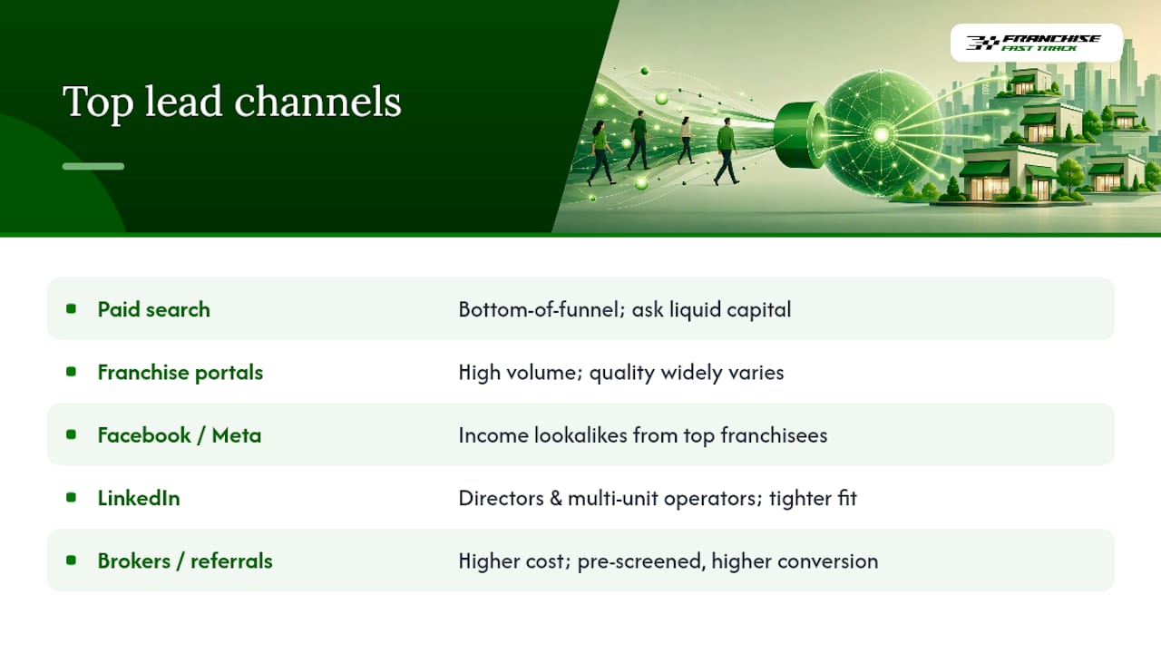Top Lead Channels That Consistently Deliver Qualified Franchise Prospects — overview diagram