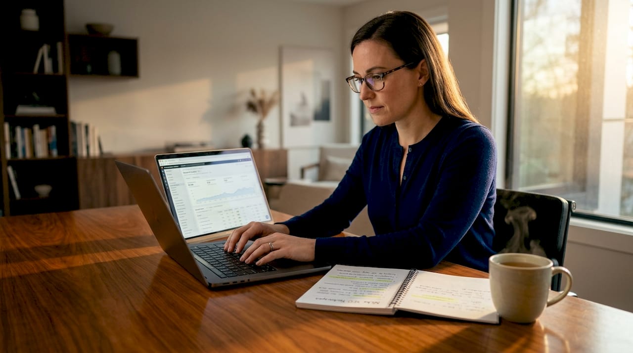 How to Get Consulting Clients Through SEO in 2026 1 Consultant planning niche SEO content at cafe table