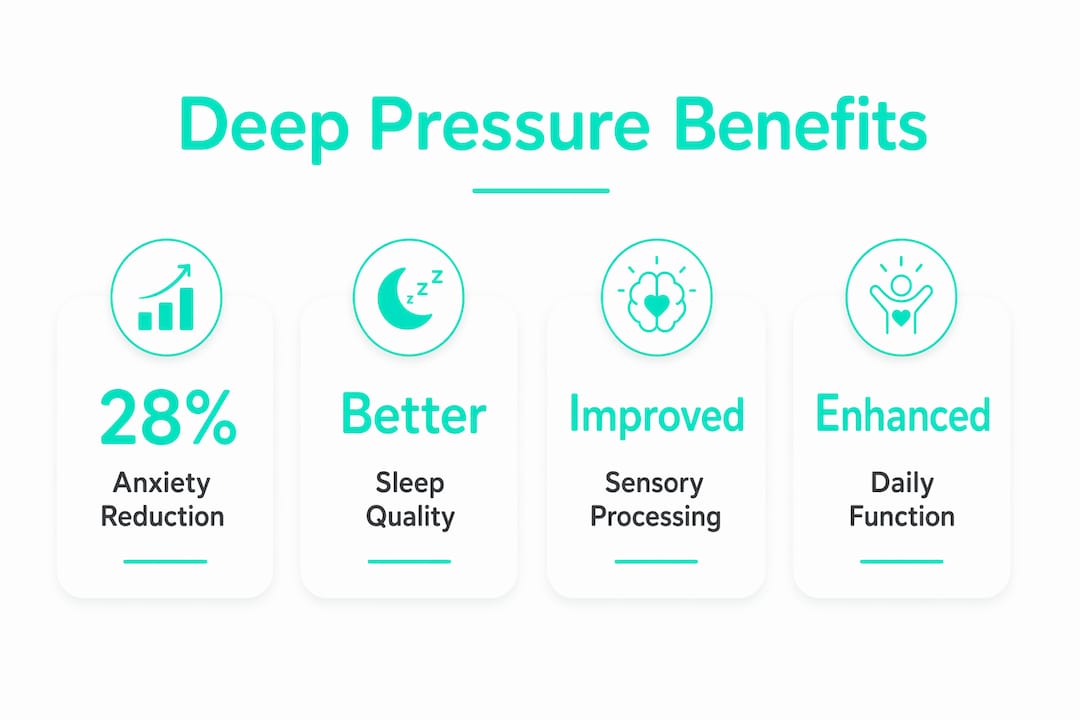 Infographic showing key benefits of deep pressure stimulation