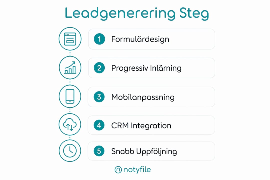 Grafisk översikt som visar stegen i en effektiv leadsgenereringsprocess