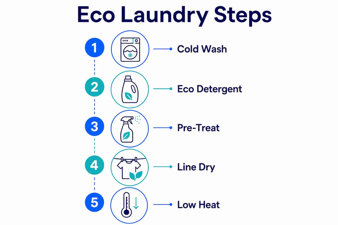 Infographic illustrating eco-friendly cotton laundry steps