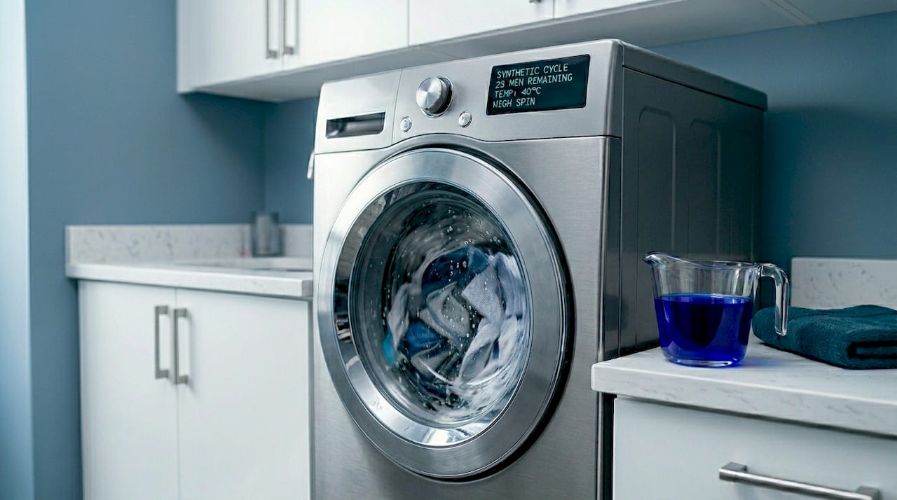 Washing machine washing synthetic polyester clothes