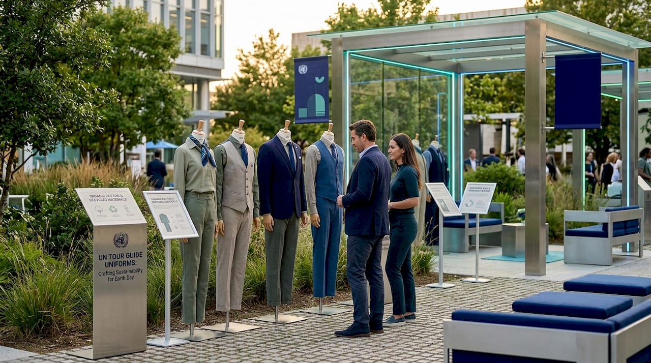 Display of United Nations sustainable Earth Day uniforms
