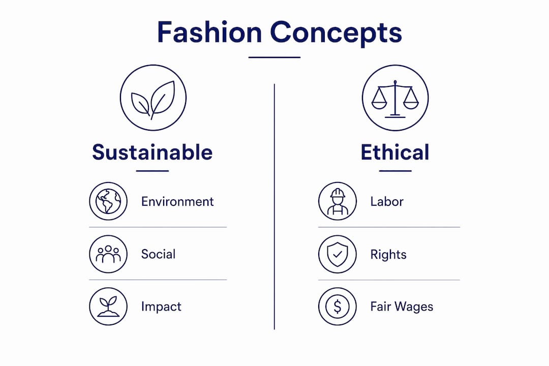 Infographic comparing sustainable and ethical fashion