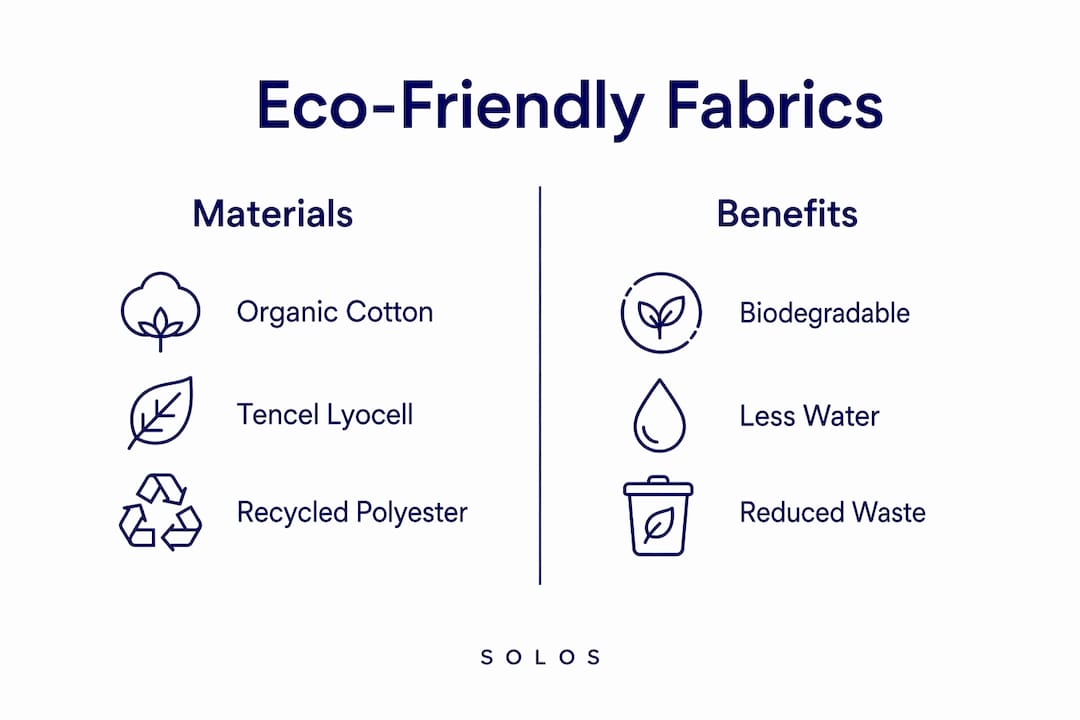 Infographic comparing eco-friendly fabric materials and benefits