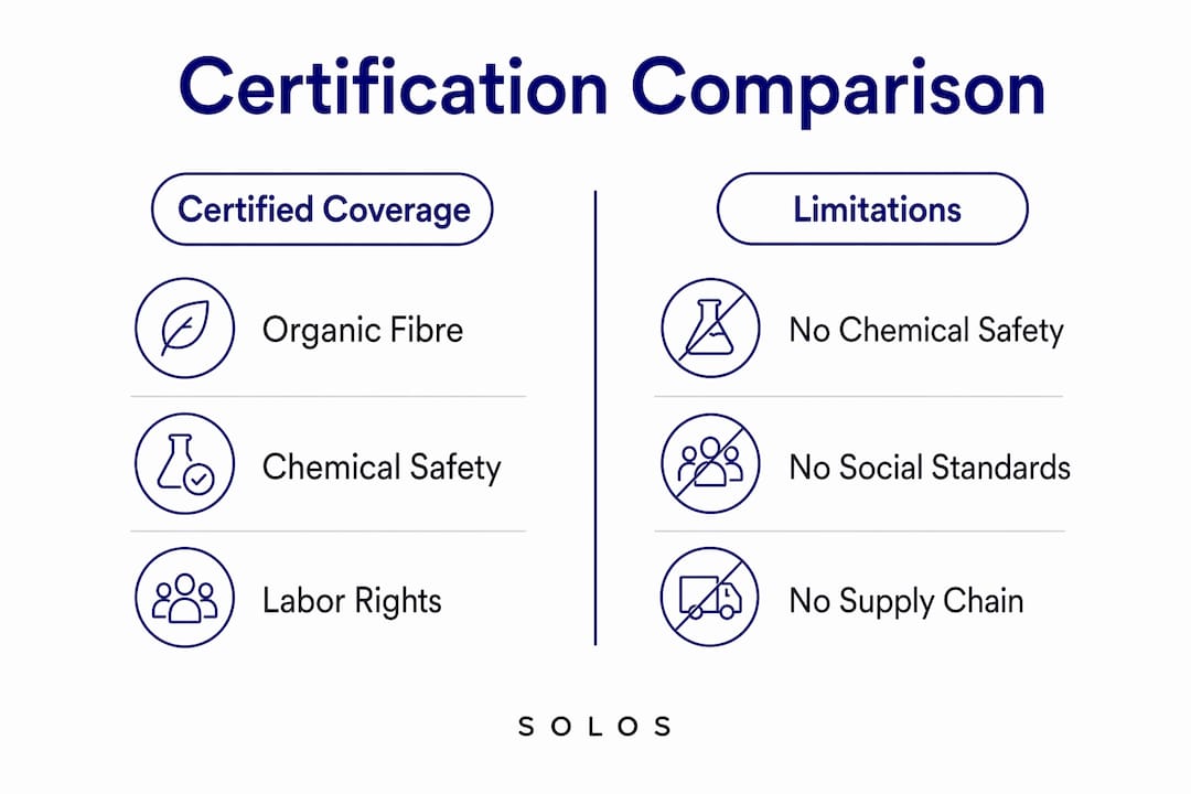 Infographic comparing clothing sustainability certifications