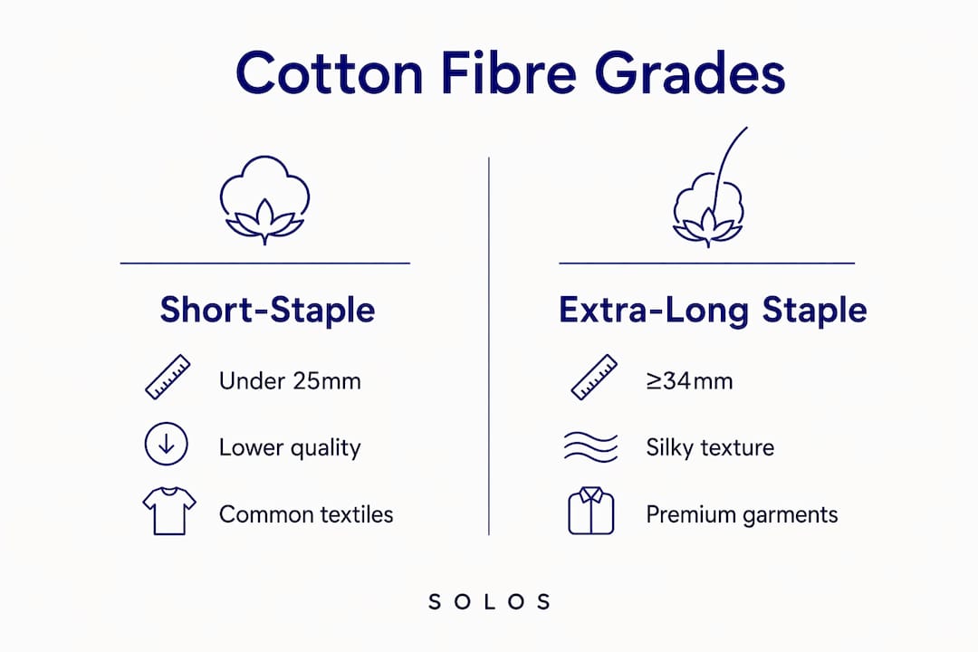 Infographic comparing short-staple and extra-long staple cotton
