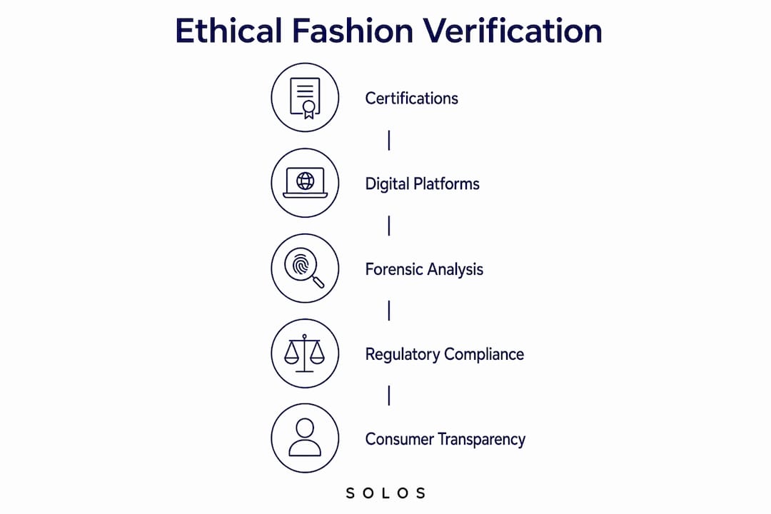 Infographic showing key steps in ethical fashion verification