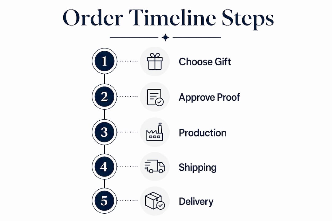 Infographic showing key steps in ordering timeline