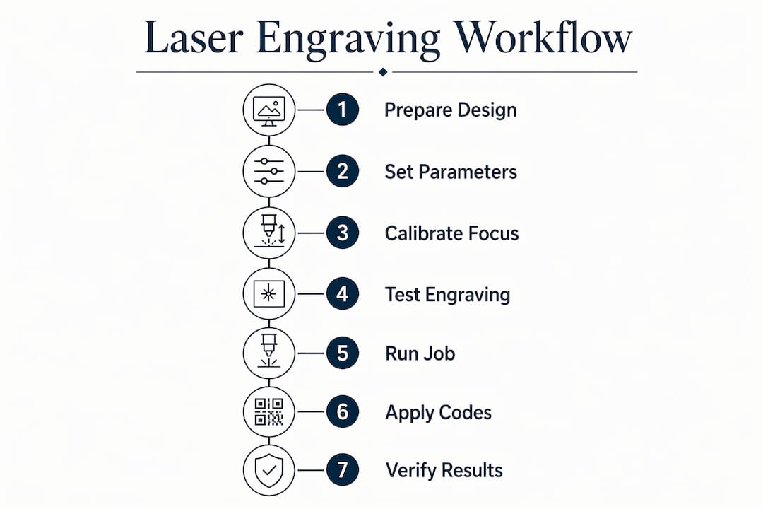 Infographic showing laser engraving workflow steps