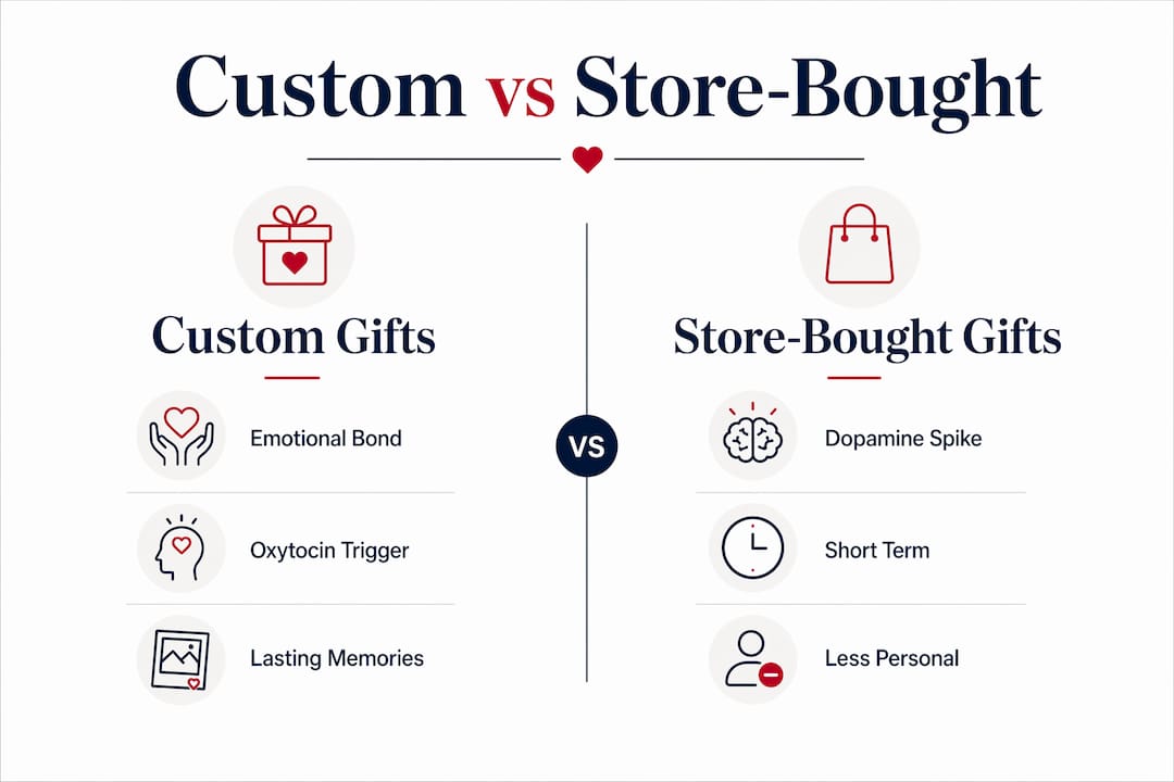 Infographic comparing custom and store-bought gifts