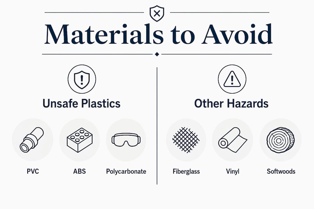 Infographic comparing unsafe craft materials categories