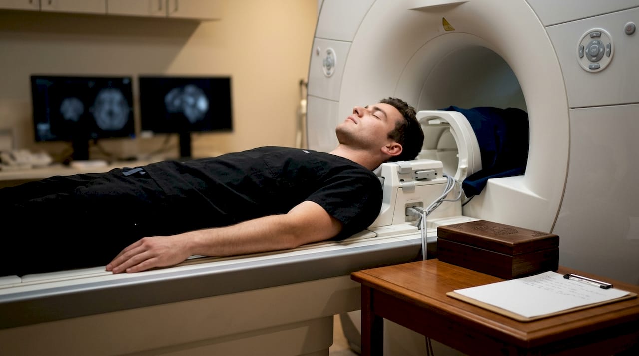 fMRI machine with participant inside