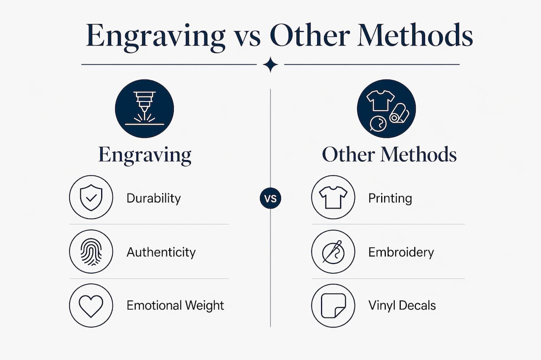 Infographic comparing engraving with other personalization methods