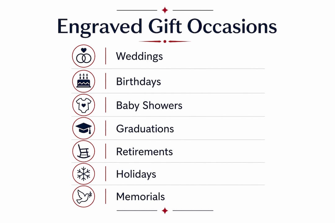 Infographic listing popular engraved gift occasions